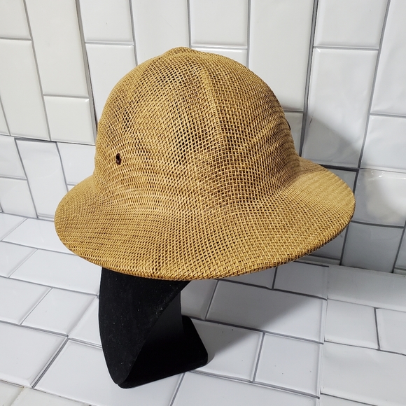 Vintage Brookstone Woven Tan Safari Hat 